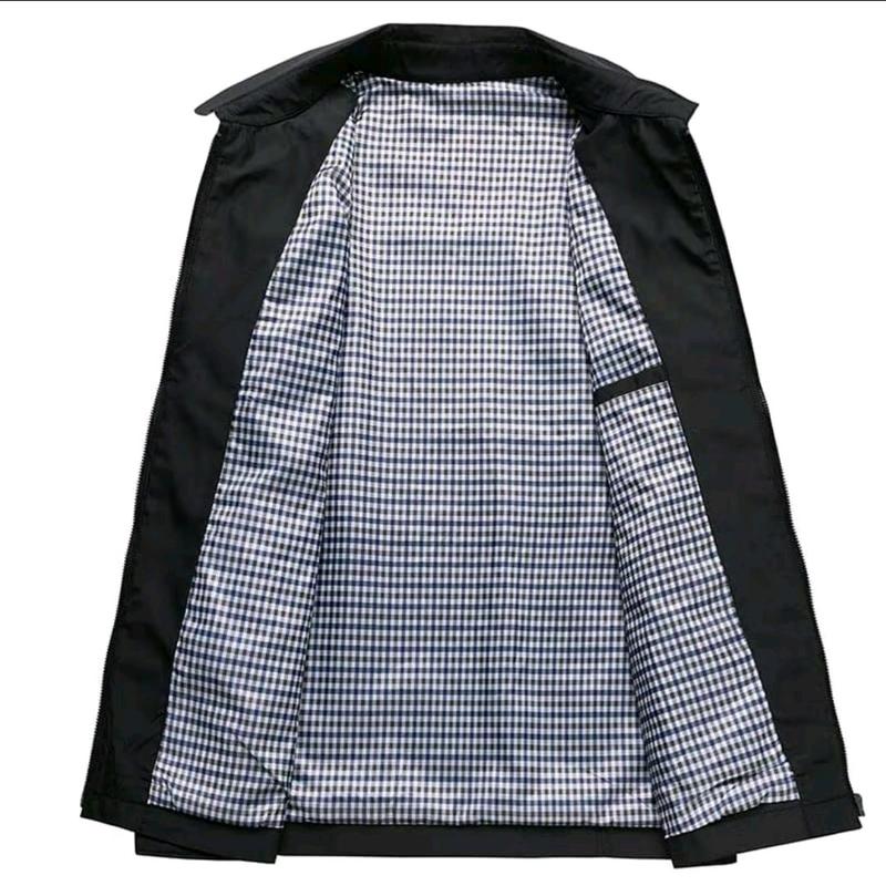 jasket semi jas jasket  big size Jaket Katun Kotak Keren Pria Hitam Dewasa 2