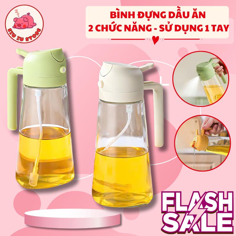 Bình Đựng Dầu Ăn Đa Năng 470ml Tiện Lợi Với 2 Chế Độ Phun & Rót, BÌNH THỦY TINH…