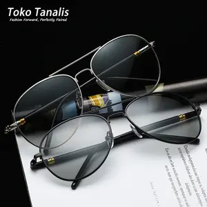 Kacamata Hitam Pria Polarized Photochromic Aviator Anti Sila UV Gaya Klasik Car Driving Sunglasses