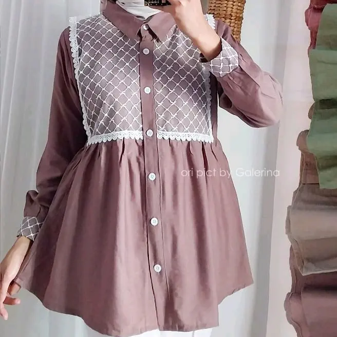 desila blouse baju atasan wanita kombinasi tile
