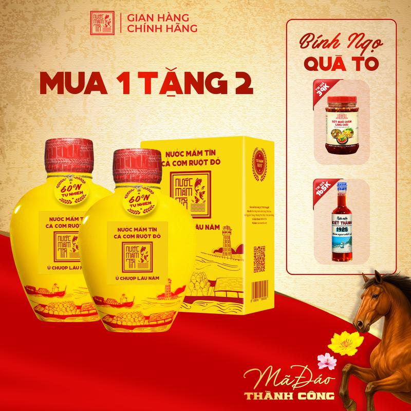 Tặng Kiết Thành và Sốt muối chấm COMBO 2 BÌNH GỐM 60N ĐỘ ĐẠM 500ML Nước mắm Tĩn cá cơm ruột đỏ độ đạm rin nguyên chất truyền thống