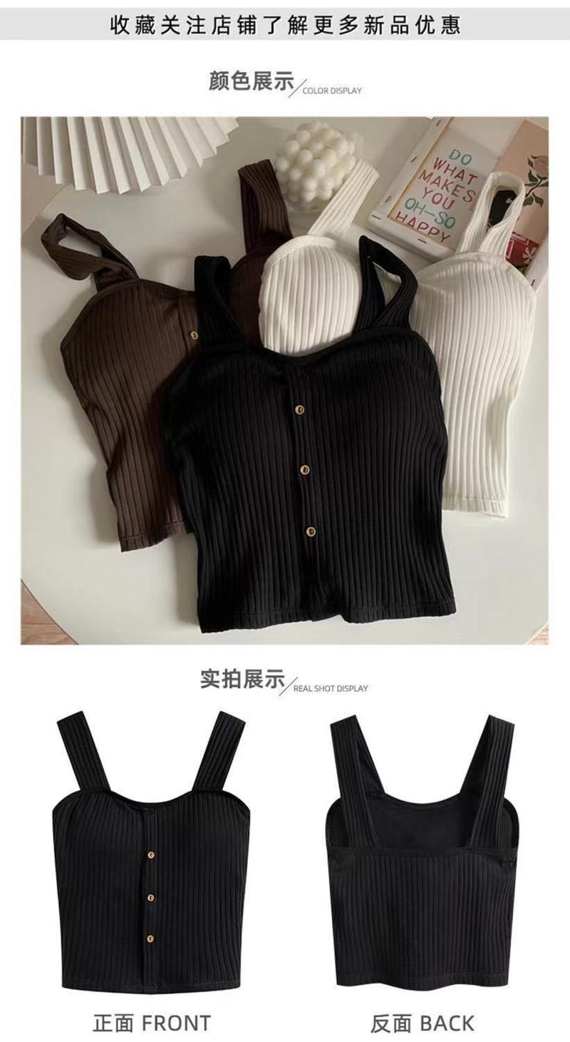 Product Introduction of Cute Sleeveless Cropped Tank Top Women's Crop Top Summer 2024 Korean Corset Top Camisole Knit Sexy Slim Vest with Bra Pads Tops Female Y2k 1