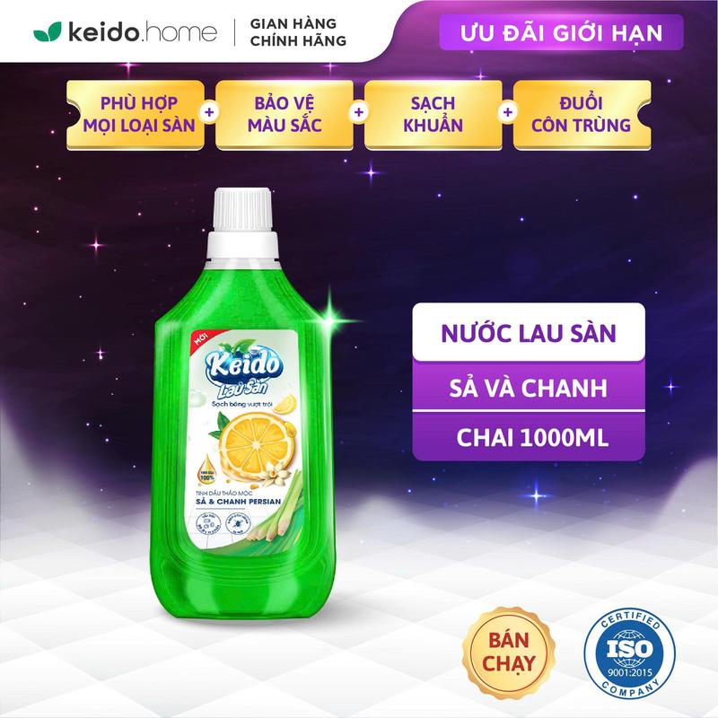Nước Lau Sàn Thảo Mộc Keido - Hương Sả Chanh/Quế Ngăn Côn Trùng, Sạch Nhanh Chai 1000ml