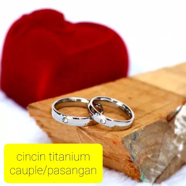 Cincin Kawin Udah Dapat 2 Pcs Cincin, Berlapis Emas 24K Polos Mata silver Bisa COD 4