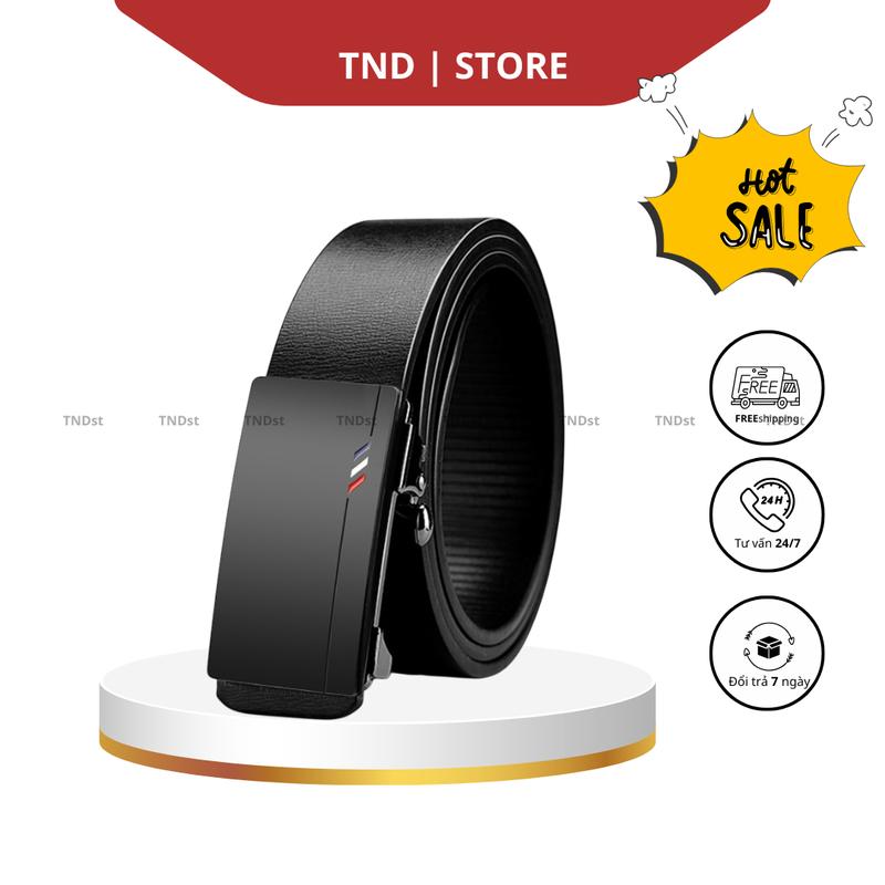  TND STORE Thắt Lưng Nam Da Cao Cấp Dây Lưng Nam Mặt Khóa Kim Loại Tự Động Sang Trọng Nịt Da Màu Đen Thời Trang Chiều Rộng 3cm Chiều Dài 120cm 