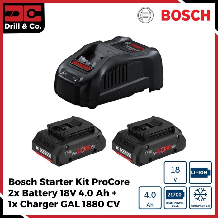Gambar Bosch Starter Kit Procore 18V 4.0Ah / Pengisi Daya Set dari Drill&Co Kota Administrasi Jakarta Barat Tokopedia