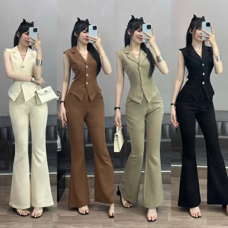 S06-Set Thiết Kế Sát Nách+ Quần Cạp Cao Chất Vải Tuyết Mưa Sang Chảnh- Phương Ngọc Store
