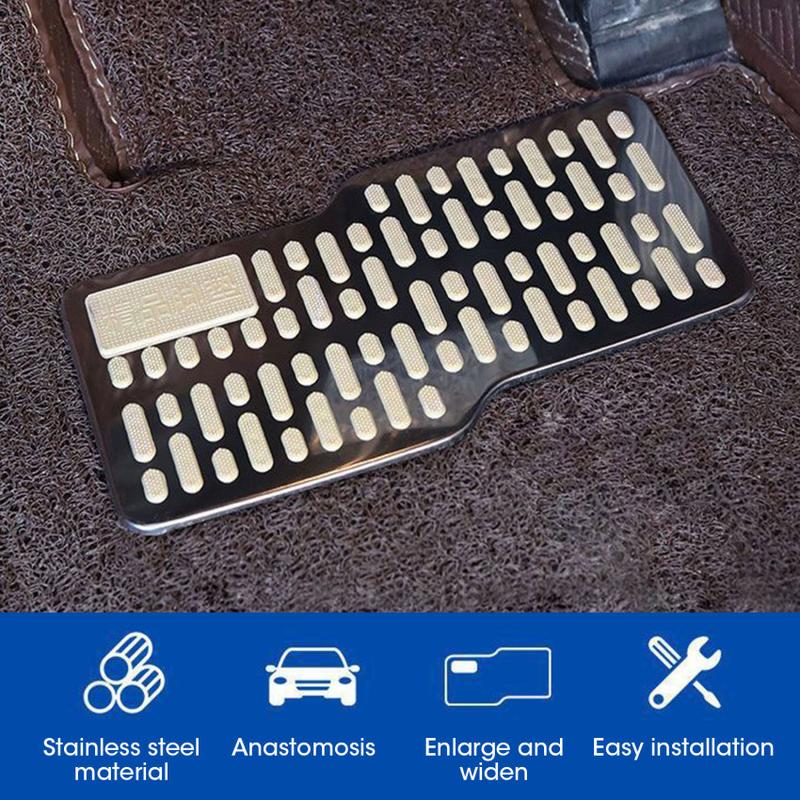 Product Introduction of Universal Car Floor Mat Stainless Steel Car Wear-resistant Pedal Thickened Pedal Board Main Cab Metal Repair Protective Foot Mat 45