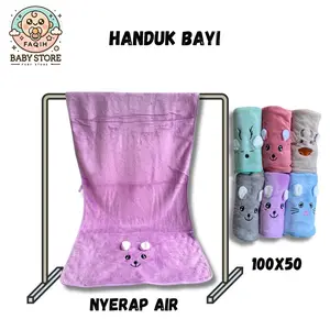 ￼Handuk Mandi Anak 50x100cm Animal 3D Kuping Timbul Bayi Dan Anak Microfiber / Handuk Bayi ~ IL Baby Store