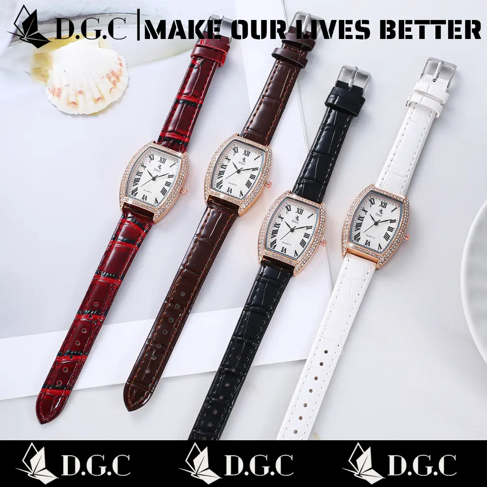 DGC ✨COD Jam Tangan  Wanita Retro Jam Kuarsa Tali Kulit Penuh  Persegi Panjang Berlian Menonton Paduan Temperamen Menonton W294