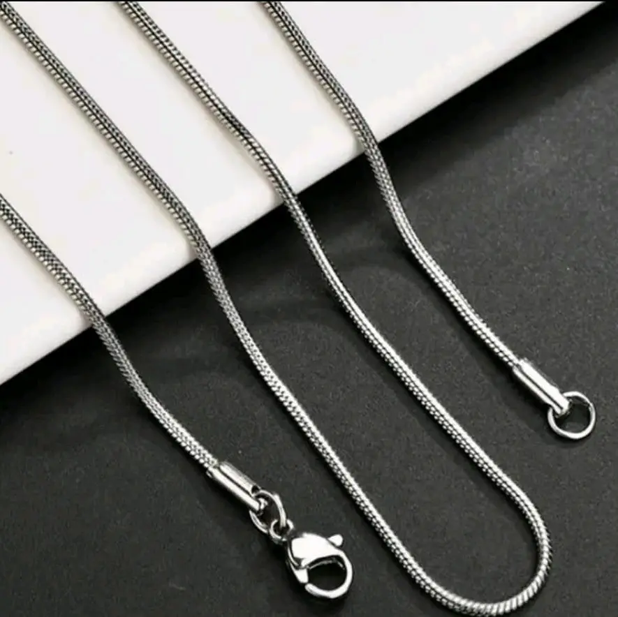 KALUNG TITANIUM TITANIUM MODEL BULAT SILVER LEBAR 250MM PANJANG 45CM 50CM 60CM STOCK PRIA WANITA