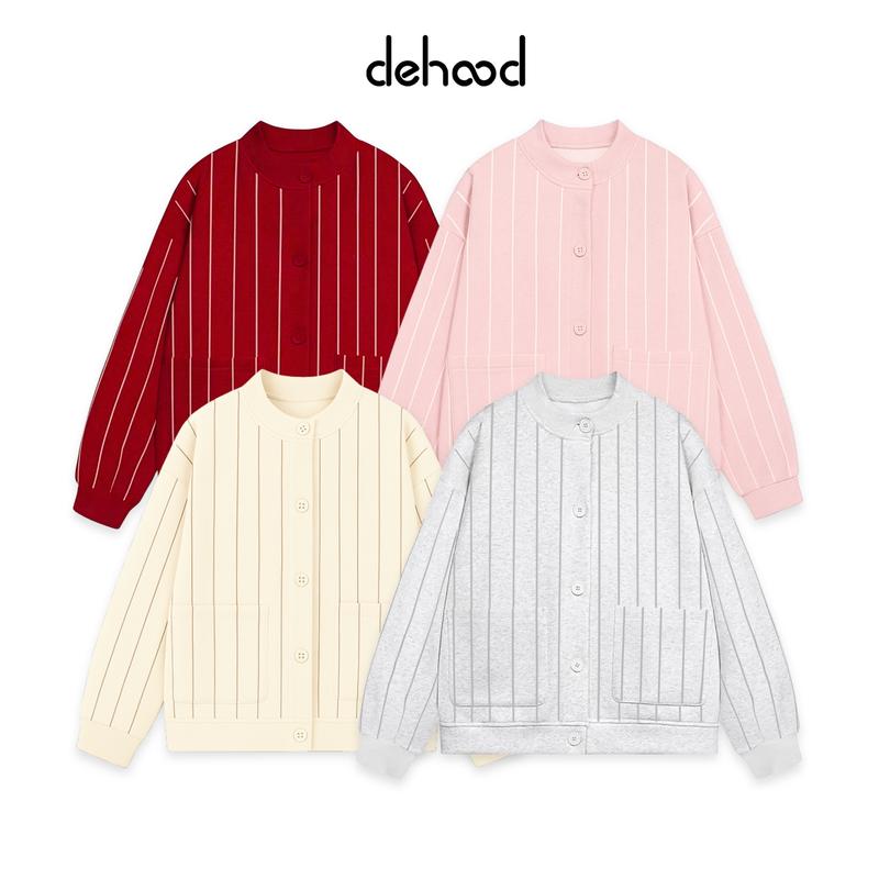  Áo khoác Cardigan kẻ sọc Local Brand Dehood chất Nỉ cotton 2 da Unisex basic Nam Menswear Jacket Baggy 
