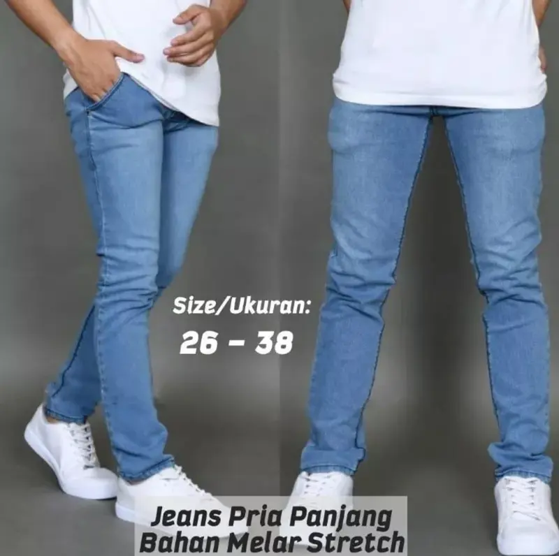 PROMO AKBAR Celana Jeans Pria Melar Ngaret Pensil Slim Fit Skinny Panjang Cowok Terbaru Denim Strech Hitam Pekat Navy Biru Muda Distro FASHION GRUP Stretch Dewasa 1