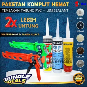 PAKET Tembakan Lem Tabung Besi Tebal + Lem Kaca Botol / Paket Tembakan Tulang Lem Sealant dengan Perekat Dextone Serbaguna Termurah Berkualitas Jabodetabek / Paket Gun+Lem Silikon ELLPRO HD 58 High Density Silicone Glass/Wallpanel-Batten/UPVC