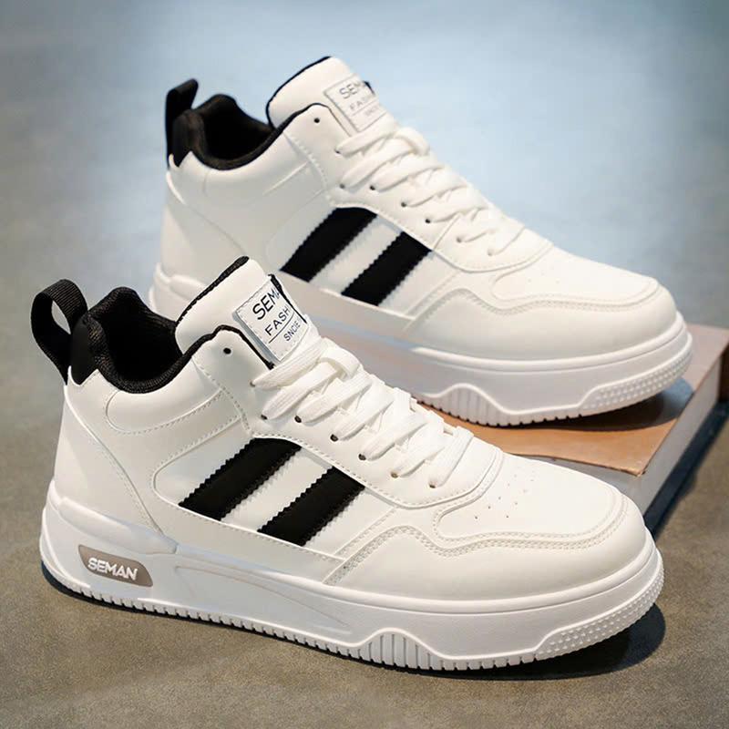 Giày sneaker nam LAKINTA giày thể thao nam màu trắng đẹp đế cao su G002