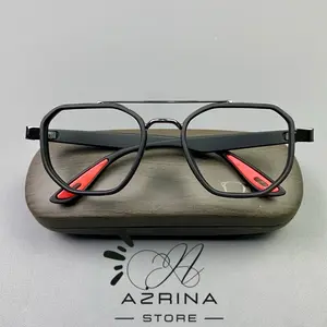 Kacamata Bluecromic Anti Radiasi Pria dan Wanita Frame Polygonal Palang Terbaru Lensa Photocromic Blueray Untuk Mata Normal Minus dan Silinder Eyewear Glasses