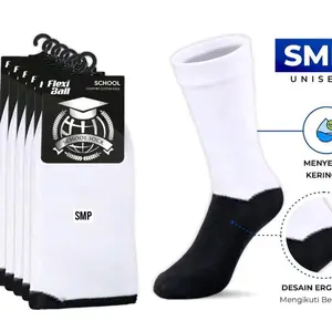 Kaos Kaki Anak Sekolah SMP Hitam Putih Panjang Sebetis - Flexi Ball (3pasang 5pasang 6pasang 12pasang ) KAOS KAKI SMP PREMIUM BUAT SEKOLAH