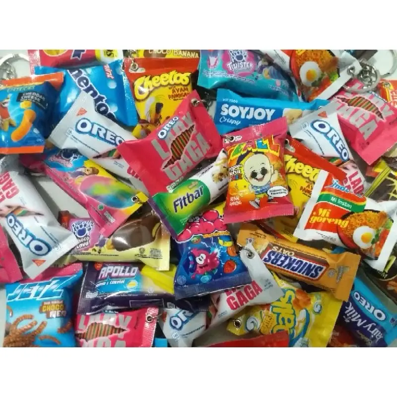 10 PCS GANCI GANTUNGAN KUNCI SOUVENIR LUCU MINIATUR BENTUK SNACK LUCU RANDOM Hadiah Hiasan  gantungan tas Magnet 1