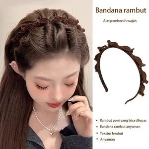 Bandana Rambut Terpilin Aksesori Rambut Influencer Serbaguna - Klip Rambut Minimalis & Bandana Klip Rambut Lazy Bangs Berbulu Aksesori Rambut Klip Samping & Dahi Berlapis Ganda Terpilin Klip Rambut Penata Rambut Washband Aksesori Rambut Anti-Selip