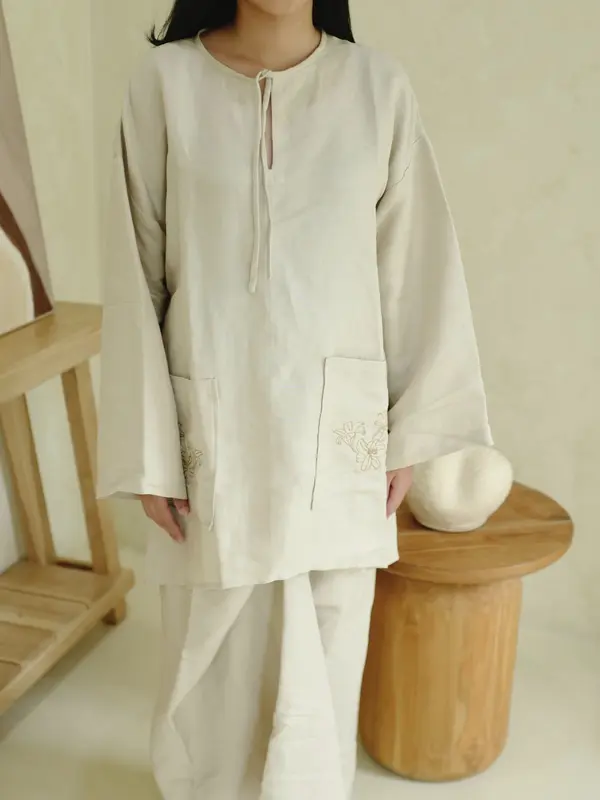 ENCAPSULE - Zera Set (Linen Blouse One Set | Raya Collection) 2