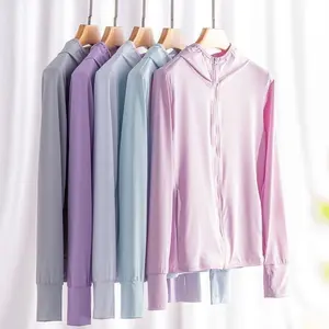 WOMEN AIRism Jaket Olahraga Dryfit Airmesh Kekinian UV Protection Unisex Premium Anti UV UPF50 2 Saku Dalam Luar Polyester Spandex Dryfit