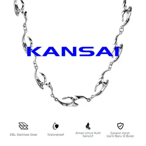 KANSAI-Desain rantai berbentuk tidak beraturan, kalung titanium pria, gaya hip-hop, modis dan trendi, cocok sebagai hadiah