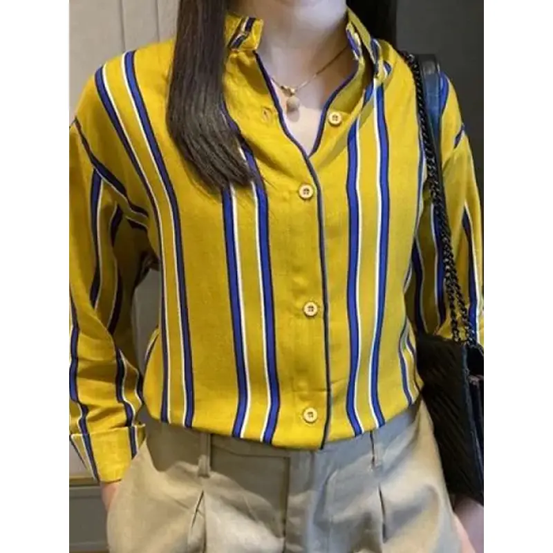 Aroaital - Kemeja motif salur terbaru 2024 atasan wanita jumbo ld 120