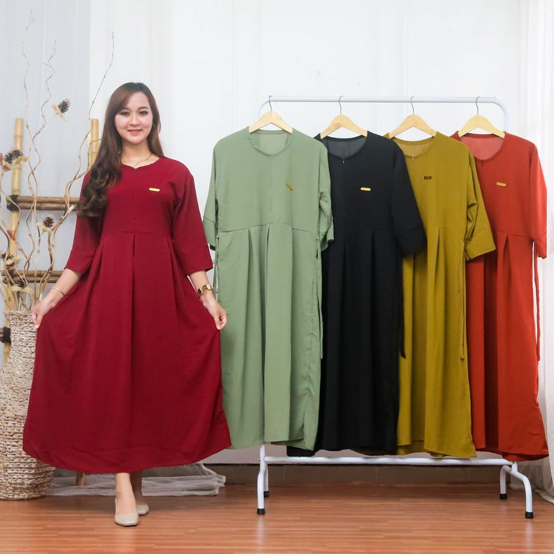 Dres Kirani Dress Cringkel airflow premium busui friendly Casual Wanita Casual Wanita Casual Wanita Baju Crinkle Remaja Midi 0