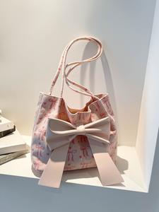 Bolsa de hombro con diseño de moño, bolso cruzado ligero para el trabajo, accesorio elegante y versátil para mujeres, ideal para uso diario