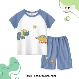 Setelan Kaos Anak Motif  Dinono Lengan Pendek Laki-laki Perempuan