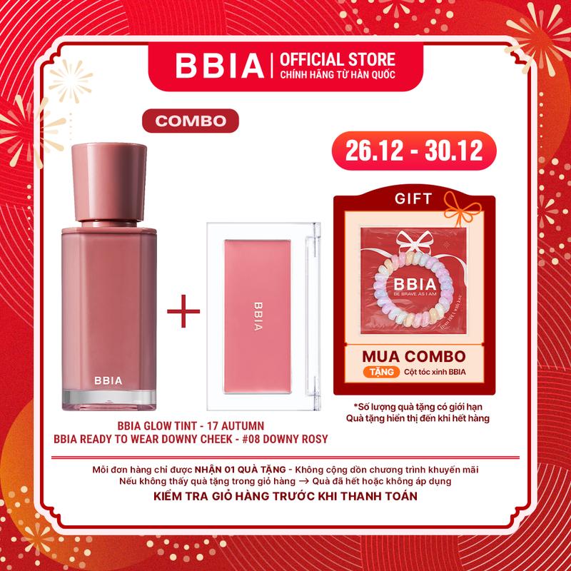BBIA COMBO 1 Má hồng kem mỏng nhẹ bền màu BBIA Ready To Wear Downy Cheek 3.5g và 1 Son tint bóng BBIA Glow Tint 3.2g