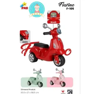 RIDE ON MOTOR VESPA ANAK DORONG MANUAL F105 FIORINO MURAH TERBARU- PMB NYRA F106,MUSIK,LAMPU TOLOCAR