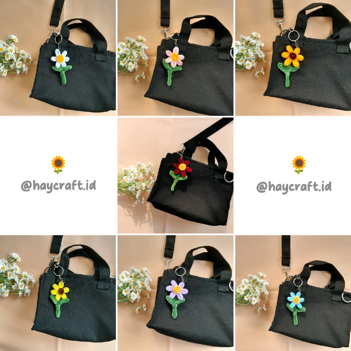Keychain Gantungan Kunci Kawat Bulu Pipe Cleaner Daisy Aksesoris Tas Dompet Buku