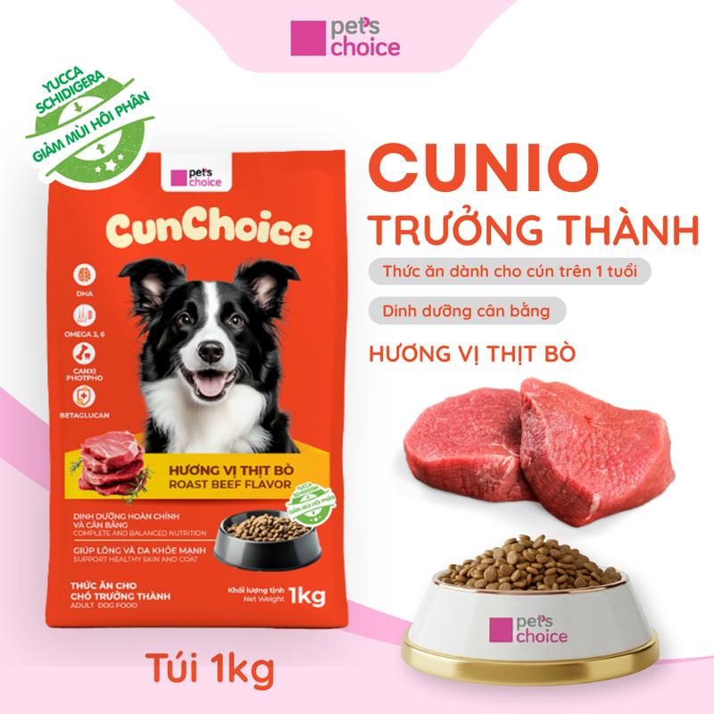 CUN CHOICE Thức ăn cho chó trưởng thành 1kg Hương vị thịt bò 1kg