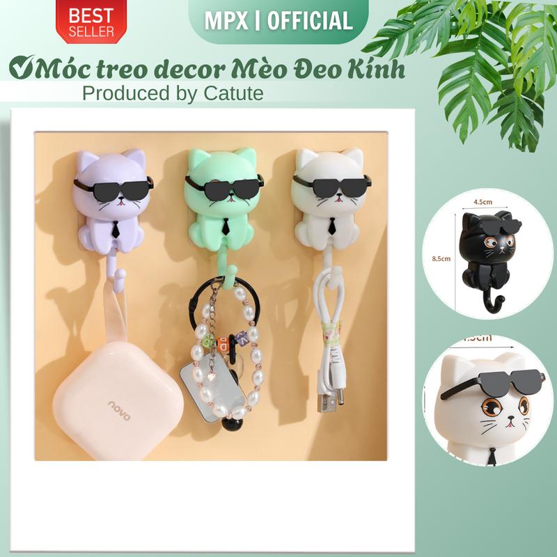 Móc treo decor hình Mèo cute có sẵn miếng dán tường - Treo túi thơm, trang trí tủ quần áo, bàn làm việc, nhà tắm  - MPX