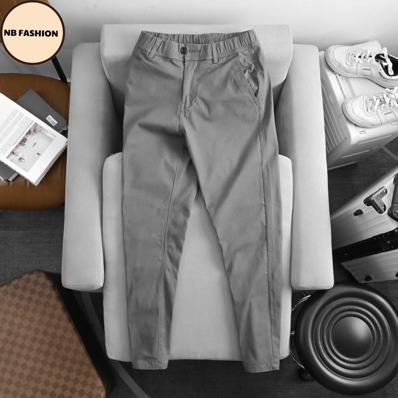 Quần kaki có khoá kéo NBFashion [FREESHIP] chất kaki co giãn nhẹ dày mềm màu đen xám rêu be size 28 29 30 31 32 33 34 35 36 Nam Sport