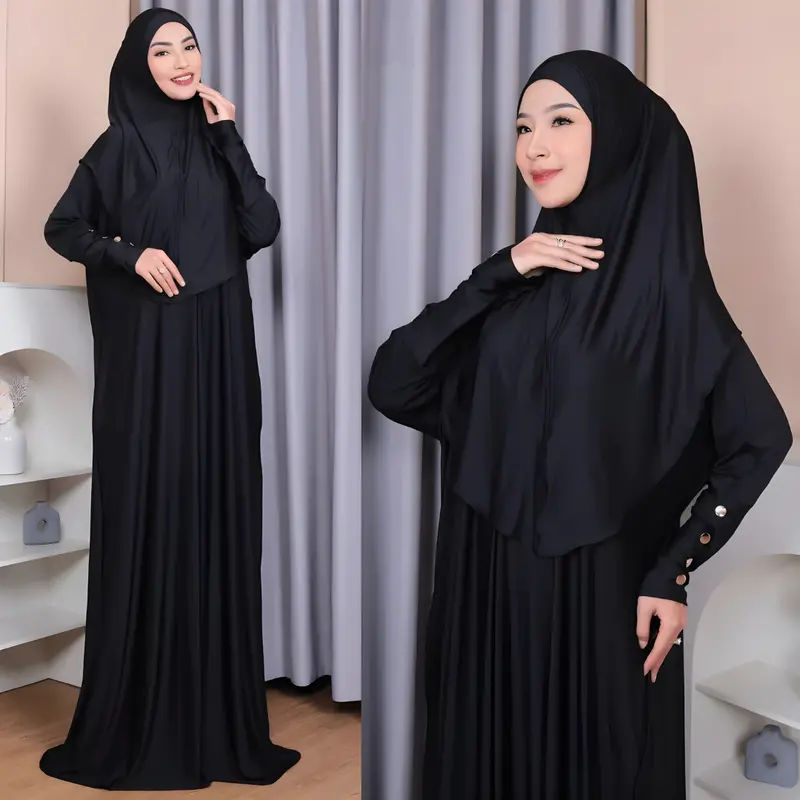 Gamis set hijab jersey elegan simple abaya terbaru 2025 2