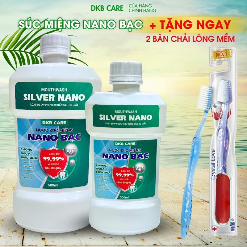 Combo 2 Chai Nước Súc Miệng Nano Bạc Tặng 02 bàn chải lông mềm - Tết viem  nuou 0