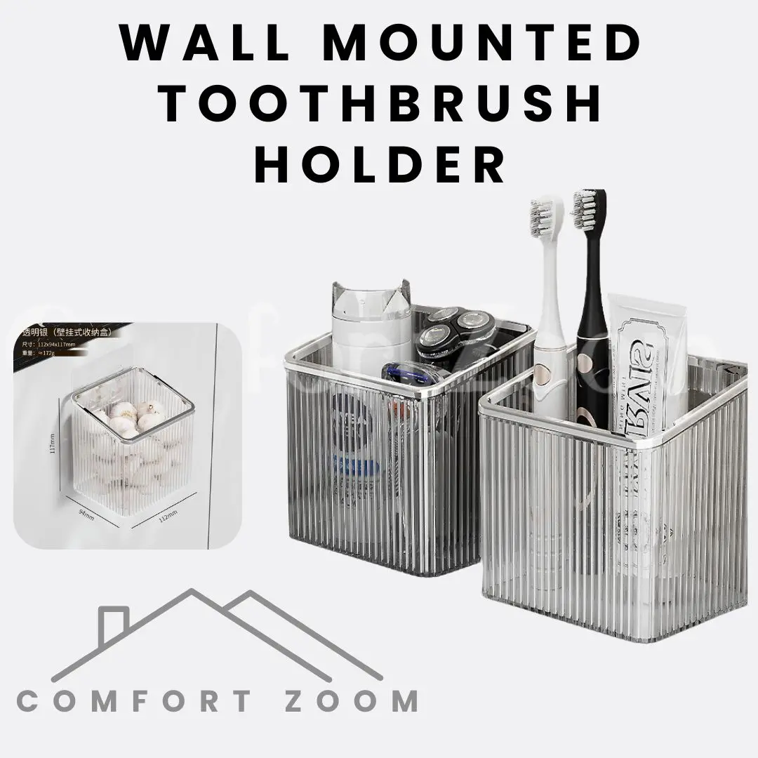 Wall Mounted Toothbrush Holder for Bathroom Adhesive Shower Organizer Holder