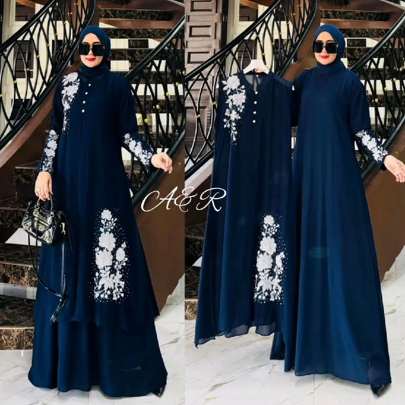 READY REALPICT COD NILAM SET AUTER NON HIJAB Gamis Dress Wanita Dewasa 8