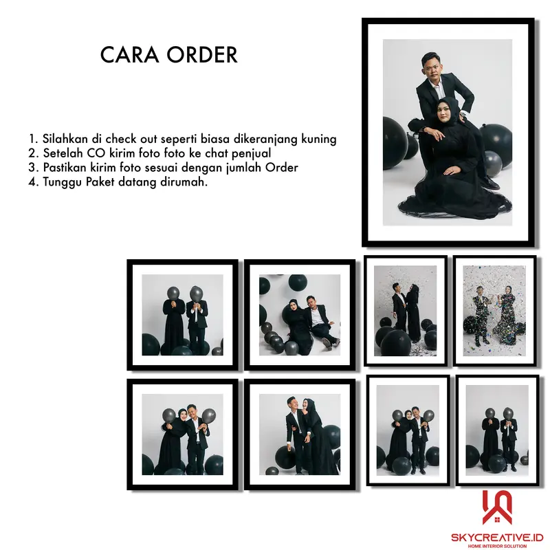 (9 PCS) PAKET KODE 144 CETAK FOTO + BINGKAI MDF Dipasang di Dinding Modern Dekorasi Bukan Musiman dinding 1