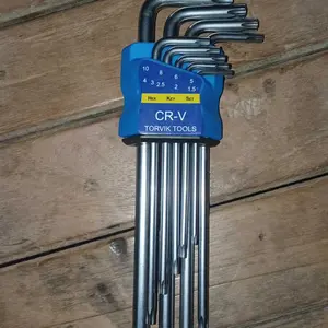 【COD】TORVIK 9 Pcs 1.5-10mm Kunci L Bintang Set Vanadium Chrome Long Torx Hex Key Wrench Pendek dan Panjang CR-V Alat Perbaikan Mobil Buat buka Homda Yamaha