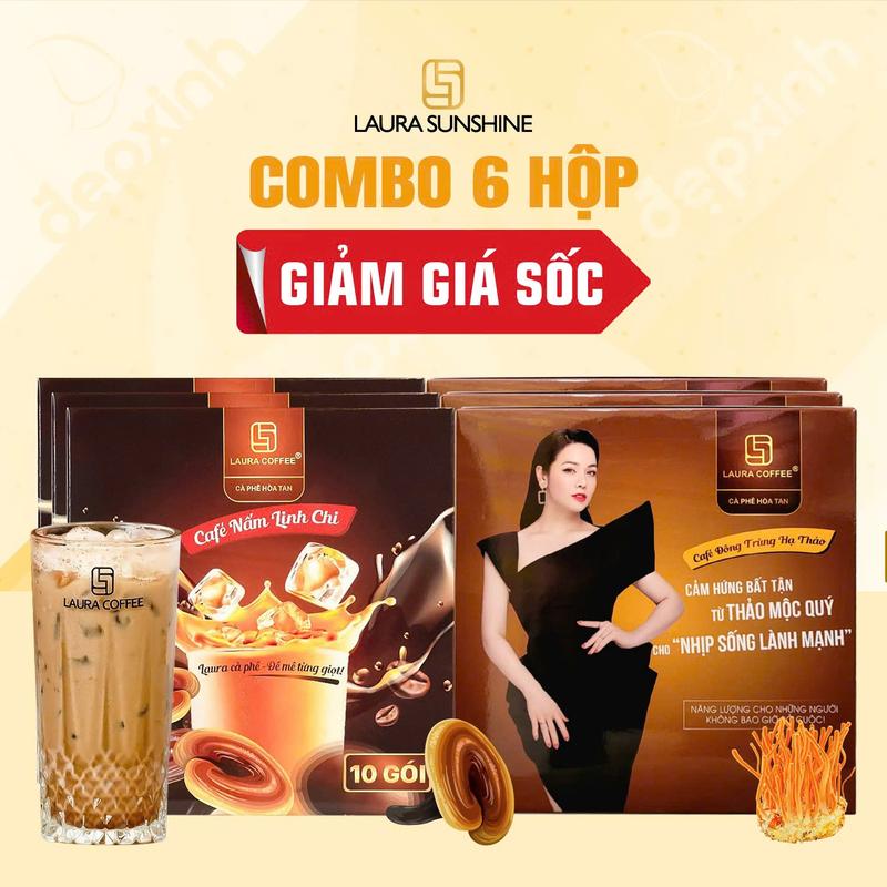 [GIẢM GIÁ KHÔNG QUÀ] Combo 6 Hộp Cà phê Laura Coffee Nhật Kim Anh ( 6 hộp x 10 gói)