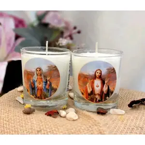 Lilin Gelas Kecil Gambar Yesus dan Maria - Lilin Gereja