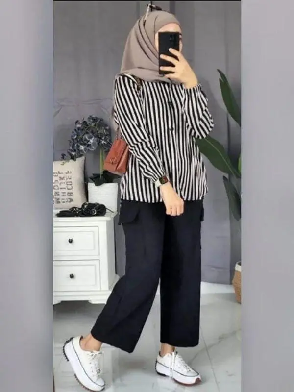 RAMOSA SET  CELANA KARGO KEKINIAn TERBARU Setelan Katun Salur