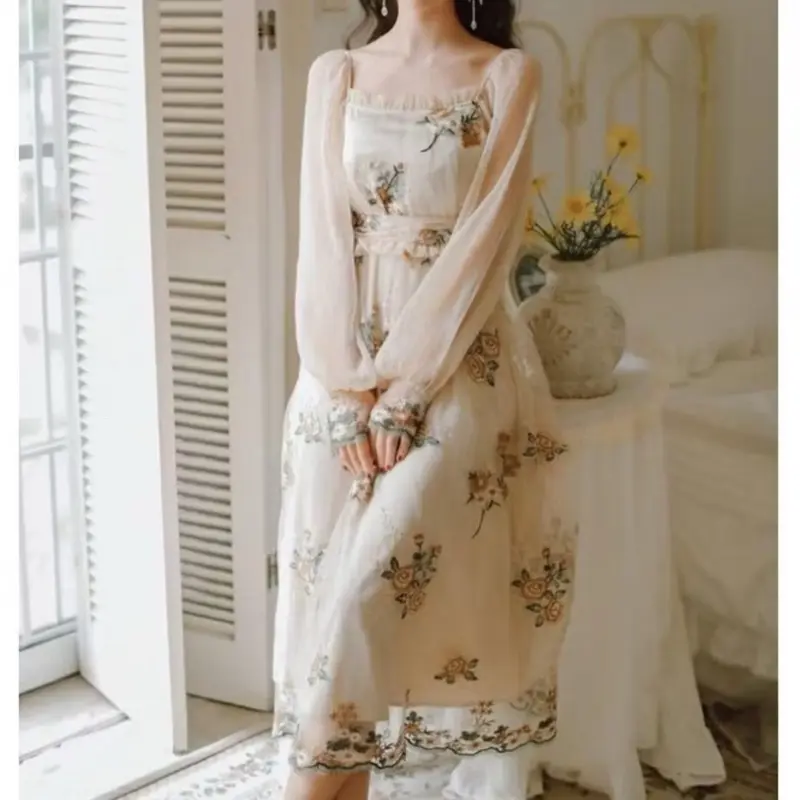 Dress Phyllida Embroidery Maxi TM 96630 gaun wanita import kasual model korean fashion undangan acara pesta terbaru best seller new terlaris maksi Panjang Cewek 2