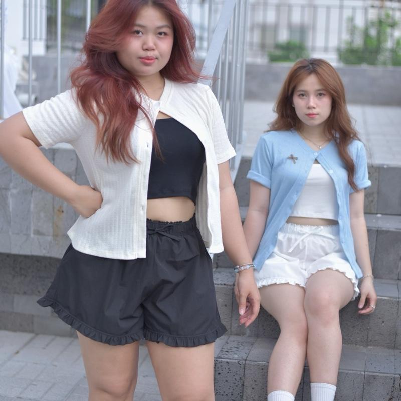 (TAY NGẮN HÀNG STOCK) Áo khoác cardigan nữ tay ngắn thun gân mềm Miabigszie 90kg