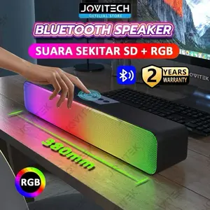 ￼(TV BASS)Jovitech Speaker Bluetooth Soundbar RGB 5 Colors LED Light Computer TV Bass Phone TF Multifunction 5.3 Bluetooth Speaker - S19