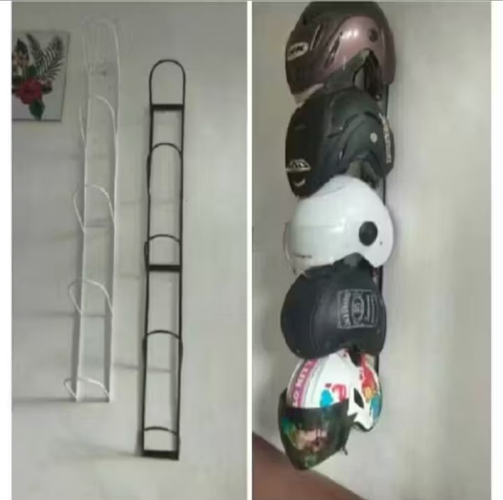 Rak Helm 5 Susun Di Dinding harga 1 pcs Kuat Tahan Lama Anti Karat Ukuran 97 Cm Total 106 Cm