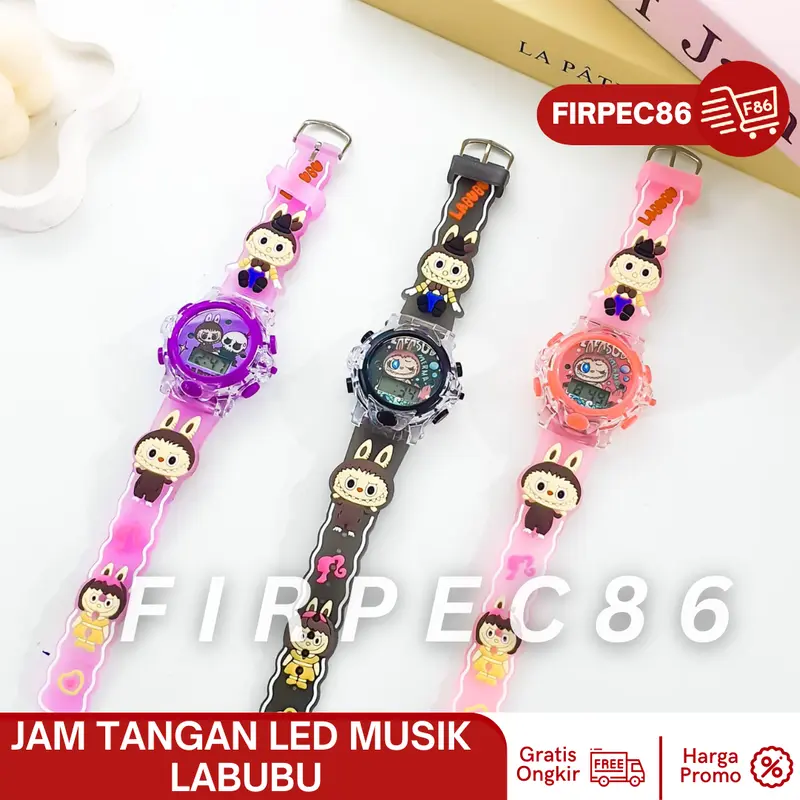 Jam tangan anak Labubu musik melodi - Jam Tangan fashion Anak 3D Tali Karet karakter labubu warna warni 2